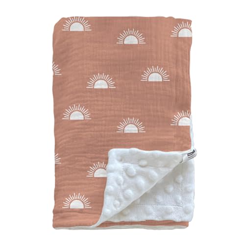 Soarwg Kids Baby Blanket Unisex Newborn, Super Soft Nursery Minky Blankets with Muslin Cotton for Boys Girls, Toddler Baby Nursery Bed Blanket Shower Gifts, 30 x 40 Inch