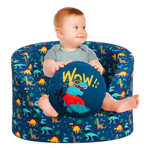 ALIMORDEN Snug-Arch Toddler Couch, Comfy Foam Baby Chair, Ergonomic Toddler Chair with a Snug Embrace Design for Boys and Girls, Dinosaur