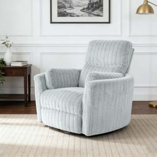 Wide Contemporary Power Glider Recliner with Swivel & USB Charging