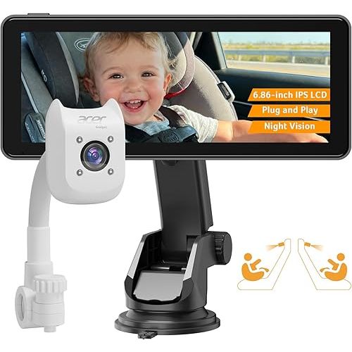 Acer Gadget Baby Car Camera Rear Facing -1080P Car Seat Camera with 940nm Night Vision, 360° Rotating Carseat Mirror, Easy Install, Wide HD View for Infant Safety & Peace of Mind