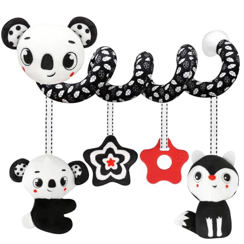 FQKIOMY Black and White High Contrast Baby Toys - Sensory Infant Hanging Carseat & Stroller Toy for Newborns 0-6,6-12Months Perfect Easter Birthday & Baby Shower for Babies Boys Girls