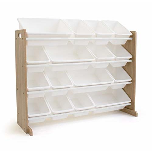 Humble Crew Supersized Toy Storage Organizer with 16 Removable Bins, Natural/White – Large Toy Storage for Toddlers Ideal for Kids' Rooms, Playrooms, and Nurseries - Modern Toy Bins for Kids
