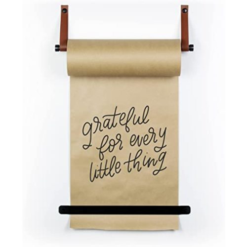 Rettel, Leather Strap Paper Roller, Kraft Paper Scroll, Wall Decor, Wall Art, Wall Mount, Butcher Paper Roll (12 Inch)