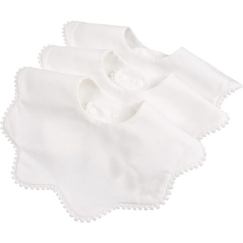 Bamery Baby Bandana Bibs White Cotton Drool Bibs for Drooling and Teething Absorbent for Boy Girl - Pure White