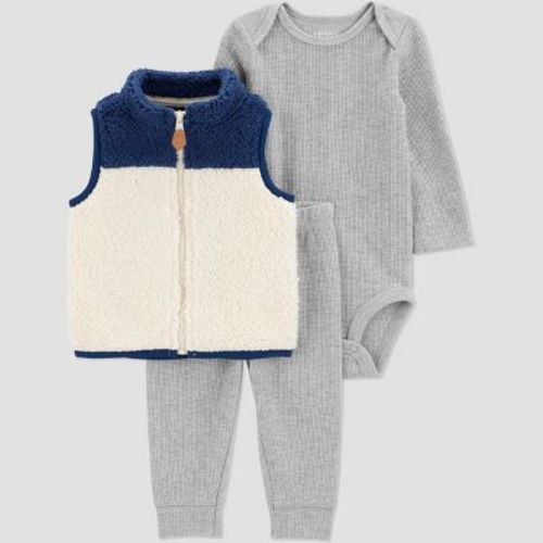 Carter's Just One You® Baby Boys' 3pc Long Sleeve Bodysuit with Pants and Vest Set - Blue