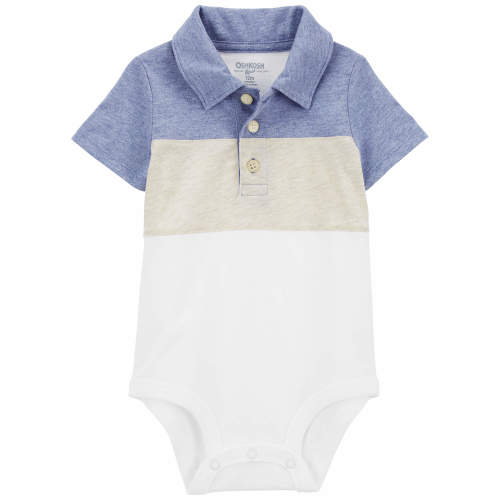 Baby Colorblock Striped Henley Bodysuit - Style,White