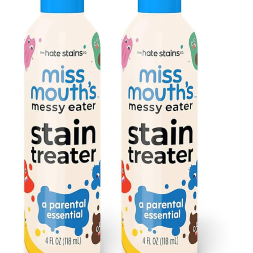 Miss Mouth's Messy Eater Stain Treater Spray - 4oz 2 Pack Stain Remover - Newborn & Baby Essentials - No Dry Cleaning Food, Grease, Coffee Off Laundry, Underwear, Fabric