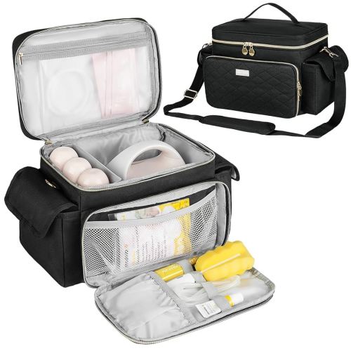 Breast Pump Bag Compatible with Spectra S1 and S2, Breast Pumping Travel Storage Bag for Pumping Essentials and Accessories, Black