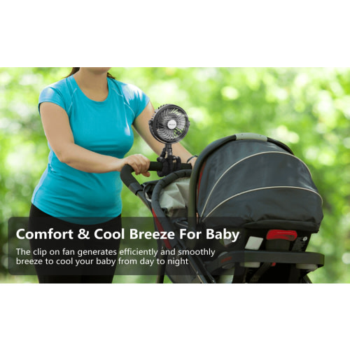 AMACOOL Battery Operated Stroller Fan Flexible Tripod Clip On Fan with 3 Speeds and Rotatable Handheld Personal Fan for Car Seat Crib Bike Treadmill (Black)