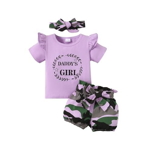 Mikrdoo Baby Girl Clothes Toddler Girl Summer Outfits Shirts Tops Ripped Denim Shorts Set Little Girl Clothes