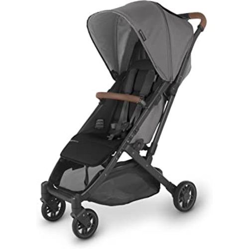 UPPAbaby Minu V2 Travel Stroller Lightweight, Portable Design One-Hand Fold Shoulder Strap and Leather Bumper Bar Included Greyson (Charcoal Mélange/Carbon Frame/Saddle Leather)