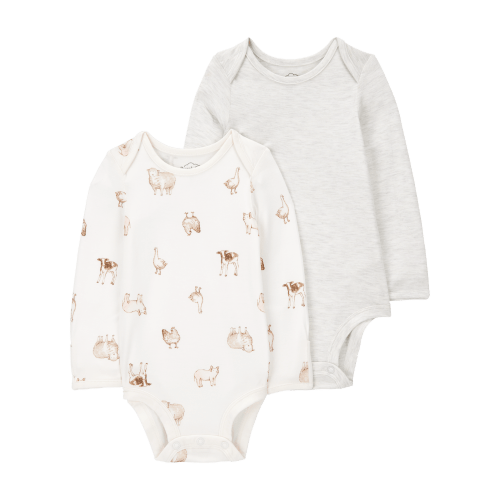 Baby 2-Pack Animal Print Long-Sleeve PurelySoft Bodysuits - Carter's | Carter's
