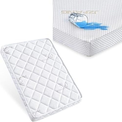Pack and Play Mattress + Waterproof Mattress Fitted Sheets