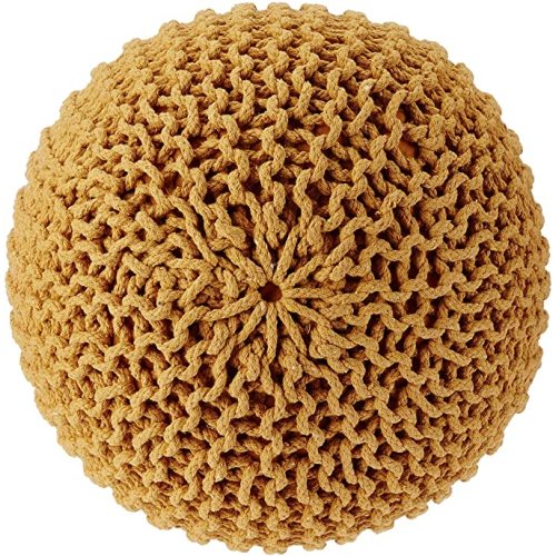 REDEARTH Round Pouf Ottoman - Circular Mustard