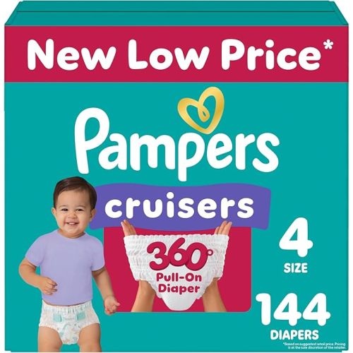 Pampers Diapers - Cruisers 360 - Size 4, 144 Count, Babyproof up to 100% Leakproof Pull-On Diaper
