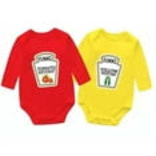 AOUYOA Twins Baby Bodysuit boy Gift Girl Clothing Ketchup Mustard Baby Grows Bodysuit Vest Set Baby Twins Set