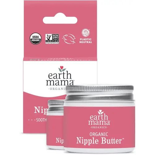 Earth Mama Organic Nipple Butter™ | Nipple Cream Safe for Breastfeeding | Postpartum Essentials for Nursing | Non Lanolin Nipple Cream, 2 fl oz (2-Pk)