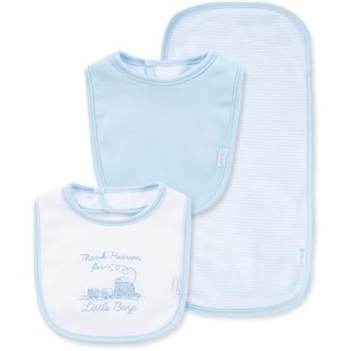 Little Me Baby Boys and Girls 100% Cotton 3-Piece Bib and Burp Sets, 2 Bibs and 1 Burp Cloth