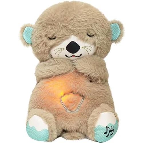 Baby Sound Machine Soothe Snuggle Otter, Sensory Details Music Lights Rhythmic Breathing Motion Musical Baby Toy Plush for Newborns (Battery Not Includ) (Grey)