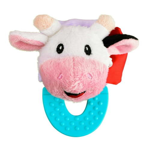 Wristy Buddy Teething Ring for Babies 0-6 , 8, 10, 12 Months | Cute Soft Cow Teething Toys & Gloves | Baby Teething Relief Toy Pack | Infant Chew Toys for 3-6 Months, 1 2 3 Years