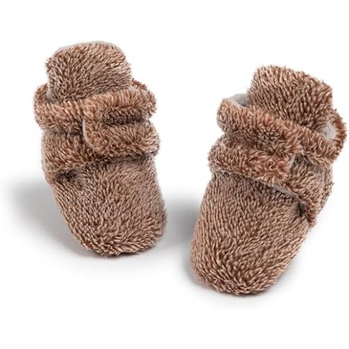 Babelvit Newborn Baby Boy Girl Soft Fleece Booties Stay On Infant Slippers Socks Shoe Non Skid Gripper Toddler First Walkers Winter Ankle Crib Shoes