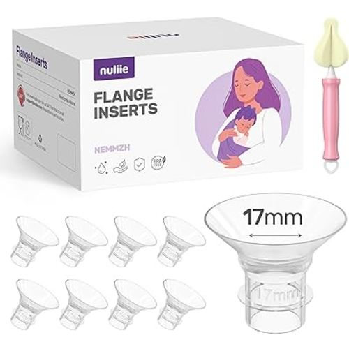 Nuliie 8PCS Flange Inserts 17mm for 24mm Flange/Shield of Most Pumps, BPA Free Inserts, Compatible with Momcozy/Medela/Elvie/Spectra/Bellababy/TSRETE/Willow/Nuliie Breast Pumps