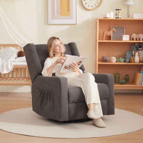 Latitude Run® Tucker Upholstered Glider Recliner Rocking Chair Swivel for Nursery & Living Room & Reviews | Wayfair