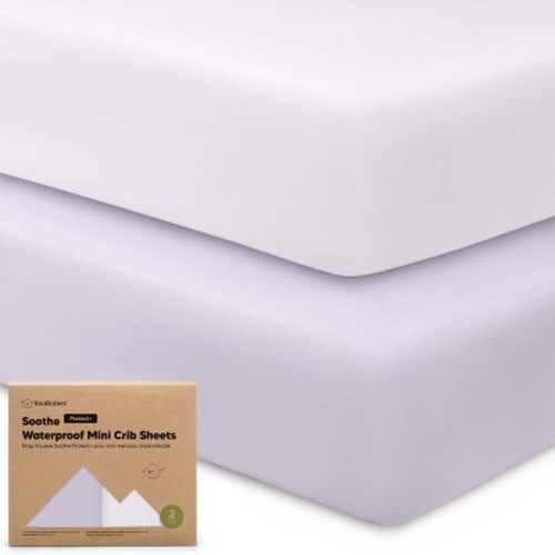 KeaBabies 2pk Soothe Waterproof Fitted Mini Crib Sheets for Girl, Boy, 100% Organic Soft Cotton Pack and Play Sheets
