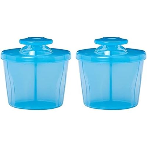 Dr. Brown's Baby Formula Dispenser with Snap-On Lid for On-the-Go Feedings,Milk Powder Dispenser for Traveling with Infant,Blue (Pack of 2)