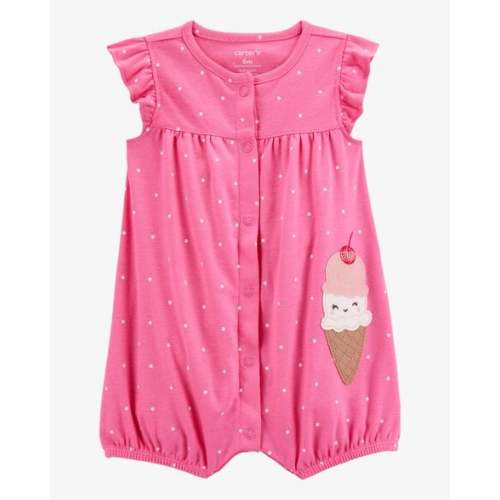 Baby Girl Ice Cream Short-Sleeve Cotton Romper - Pink - Carter's | Carter's