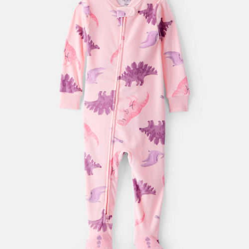 Pink Baby Girl Dinosaur DreamPlush Snug Fit 2-Way Zip 1-Piece pyjamas - Pink | Carter’s Oshkosh Canada