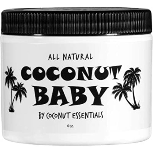 Coconut Essentials- Coconut Baby Oil Organic Moisturizer for Cradle Cap Treatment | Eczema & Psoriasis Relief | Massage Oil for Sensitive Skin | Hair Growth & Diaper Rash prevention| 4 fl oz