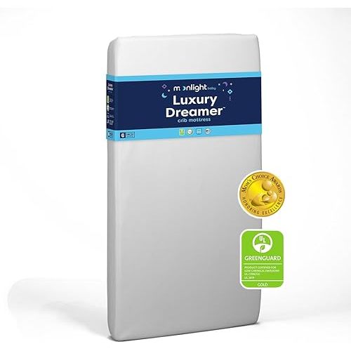 Moonlight Slumber Luxury Dreamer Crib Mattress - Premium Dual-Sided, 2-Stage Baby and Toddler Mattress with Cooling Layer and Breathable Washable Cover - Lifetime Warranty
