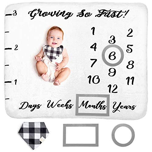 Baby Monthly Milestone Blanket for Baby Boy Girl, Gender Neutral Gift for Baby Shower, Age Months Growth, for Newborn Boys, Newborn Essentials 47"x40"