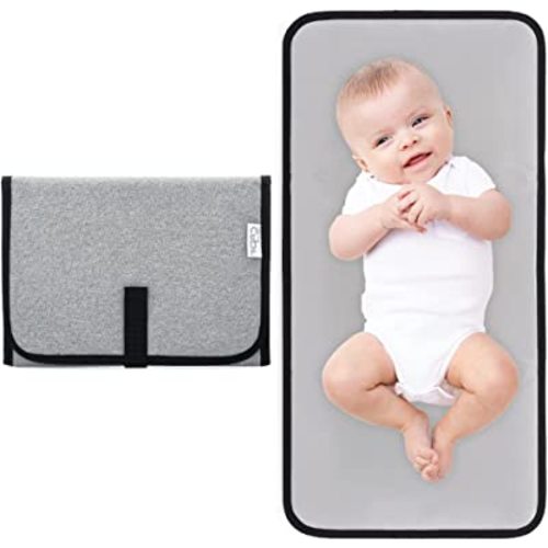 Comfy Cubs Baby Changing Pad Compact Size - Waterproof Diaper Changing Mat with Cushioned Pillow - Soft & Lightweight, Foldable Design for Travel - Stylish Design for Boys and Girls - Solid Grey