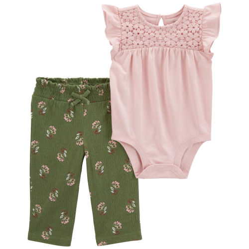 Baby 2-Piece Flutter Bodysuit & Floral Pant Set - Carter's | Carter's