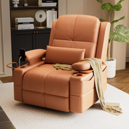 Electric Power Adjustable Armrests Swivel Rocking Chair Nursery Glider With USB Charge and Phone Holder