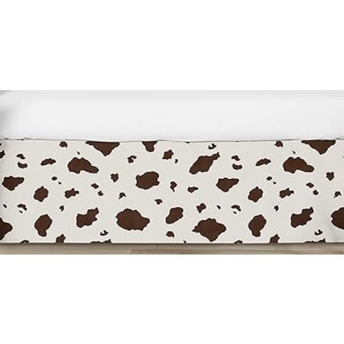 Sweet Jojo Designs Wild West Cow Boy or Girl Gender Neutral Unisex Baby Crib Skirt – Bed Dust Ruffle Bedskirt for Nursery Straight Flat - Brown and Cream Western Southern Country Animal