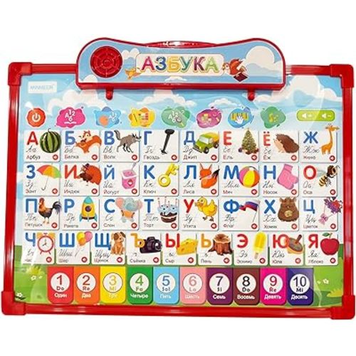 Russian Alphabet Poster for Kids,Learn Russian Language Vocabulary Words and Pronounce,Russian Educational Toys for Toddlers Basic,Russian Books for Beginners