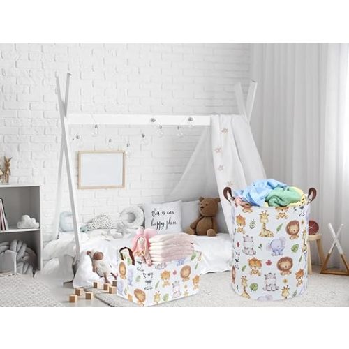 Kids Laundry Hamper,Baby Laundry Basket Animal Storage Baskets for Kids Room Decor,Nursery Hamper,Bedroom,Toy Organizer,(Cute Animal) - 1