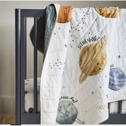 Outer Space 100% Organic Cotton Baby Crib Quilt