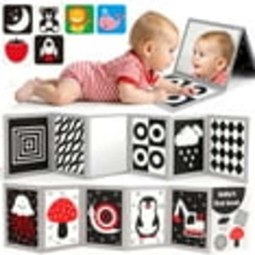 Black And White High Contrast Baby Books Flash Cards Tummy Time Mirror Toys Newborn Toys 0-3 Infant Stimulating Sensory Toy 0-6 3-6 2 4 5 Months Old Baby Boy Girl Shower Gifts Easter Basket