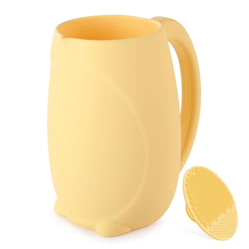 Baby Bath Rinse Cup, The Bath Rinse Cup Is Made Of Silicone And Can Be Used As A Bath Cup For Rinsing Hair And Baby Bath Water Pourer, Add A Touch Of Fun To Your Baby's Bath(Yellow Penguin)