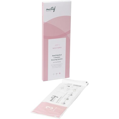 Motif Medical Stage 3 Restore C-Section Scar Strips - 3-Step Scar Care Wound Dressing to Heal, Protect & Restore - Scar Patches for Surgical Scars - Scar Tape Bandage for Postpartum Care (Pack of 4)
