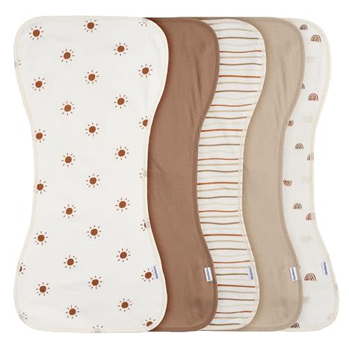 Gerber Baby Unisex Burp Cloths 5-Pack, Rust Tan, Size 10.5" x 21"