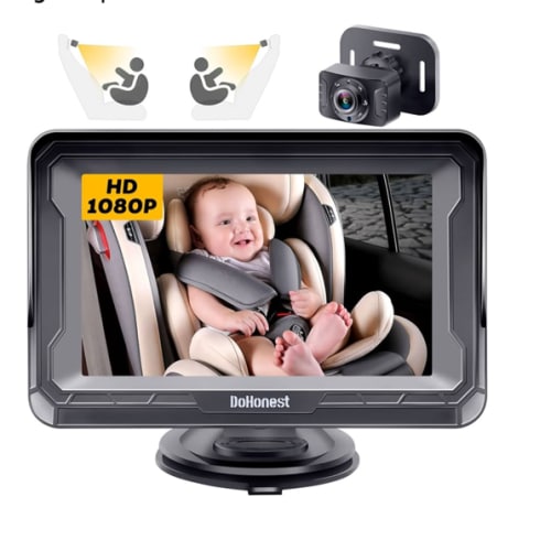 DoHonest Baby Car Camera HD 1080P - Rear-Facing Car Baby Monitor with Night Vision, Adjustable View Angle, Easy Setup, Anti-Glare Display, Safety for Kids & Infants