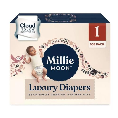 Diapers Sizes 1~6 Luxury Diapers COUCHES DE Luxe ~ (Choose Size) ~ (Size 1~108 Diapers) ~ (6Lbs~11Lbs) ~ (White)