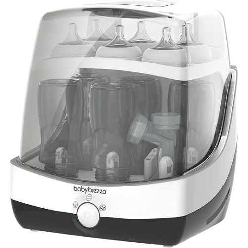 Baby Brezza 10 Minute Baby Bottle Sterilizer + Dryer - Superfast Electric Steam Sterilization – Universal Sterilizing for All Bottles: Plastic + Glass + Pacifiers + Breast Pump Parts