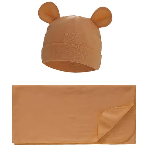 Unisex Baby Swaddle Blanket with Hat Set Newborn Swaddle Receiving Blankets Sleep Sack for 0-3 Months Boys Girls