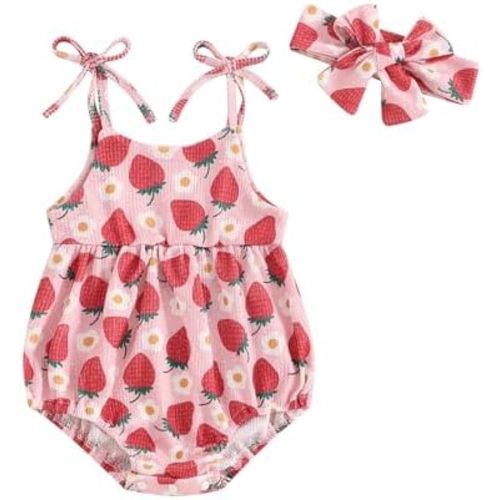 Summer Baby Girl Clothes Newborn Floral Bubble Romper Strap Sleeveless Jumpsuit Playsuit Headband Outfit
